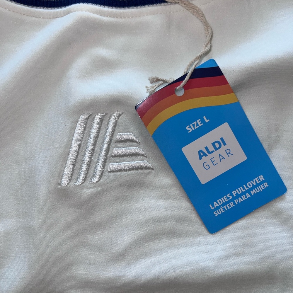 NWT ALDI Off White Active Sweater with Rainbow Accents - Picture 4 of 5